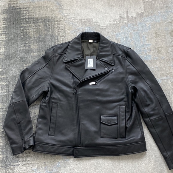 Brand NWT - Ted Baker Carve - Black Leather Biker Jacket - Size 4 (USA size L) - Picture 6 of 15